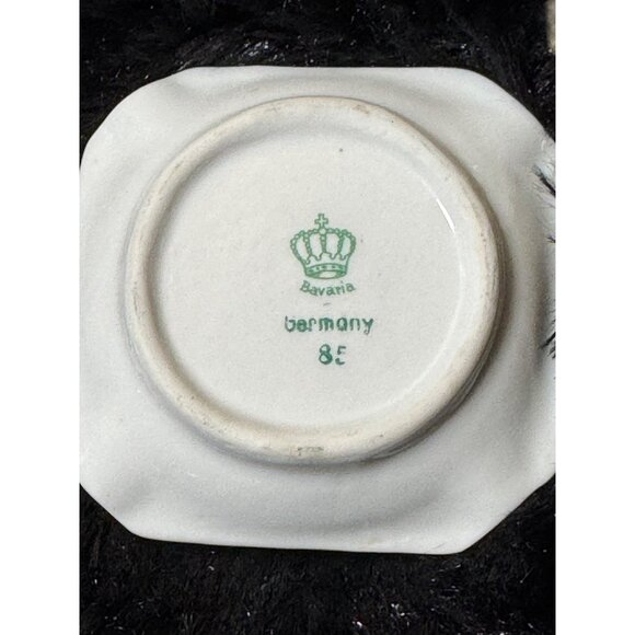 Vintage Bavaria Germany Square Porcelain Trinket Dishes Gold Trim & Floral Set 2 - Picture 5 of 8